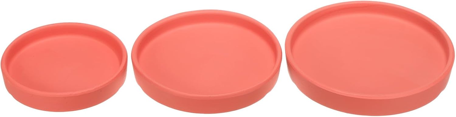 M METERXITY 3 Pack Planter Saucers - Ceramic Plant Tray Flower Pot Drip Trays Round Apply to Outdoor/Garden (4/5/6inch, Orange Red)