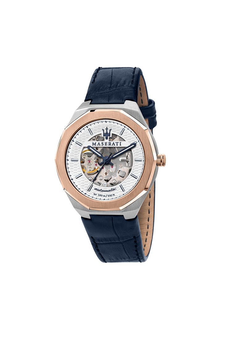 MaseratiReloj Hombre, Colección Stile, Automático, Solo Tiempo, en Acero, Cuero - R8821142001