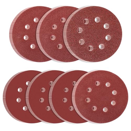 40 Pcs Disque Abrasif 125mm, Papier a Poncer 125mm, Grain 120 Papier Abrasif pour Ponceuses Excentrique, disques abrasifs pour ponceuse bois mur métal