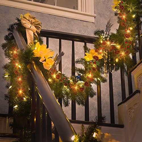 Auniq Christmas Pine Cones String Lights, 2m 20LED Fairy String Lights with Red Berries Pinecone Battery Operated Dense Garland Wreath Lights for Xmas Tree Party Home Bedroom Wall Garden Decoration