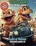  Dinosaur Coloring Books in Cars and Trucks: for Kids Ages 3-8