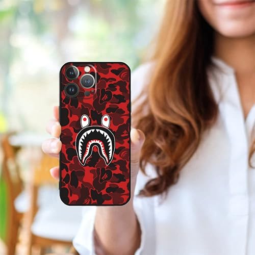 Miniatura 4 de Funda de dientes de tiburón para iPhone 14 Pro Ma de silicona para mujeres y hombres, bonita protección facial de tiburón de camuflaje suave a