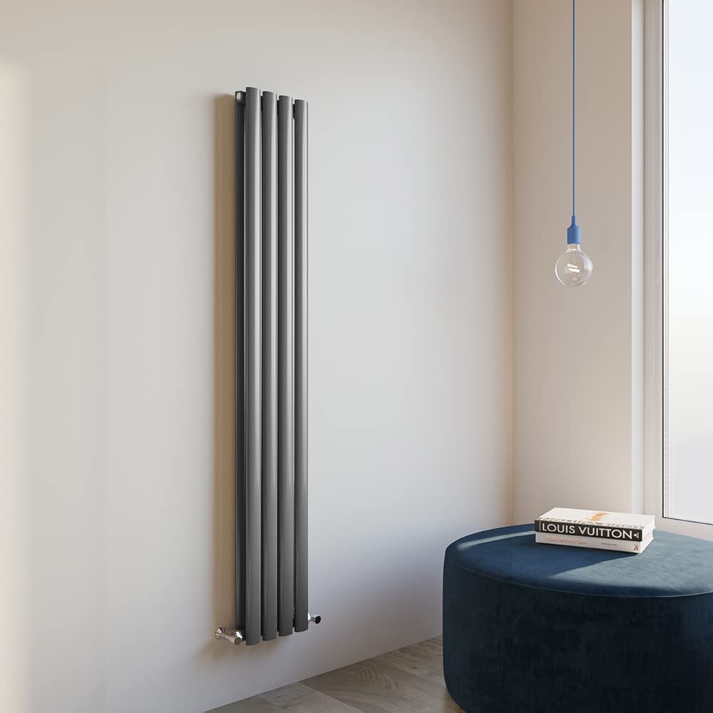 Oval Column Radiator 1600x236mm Vertical Design Double Central Heating Anthracite Rad