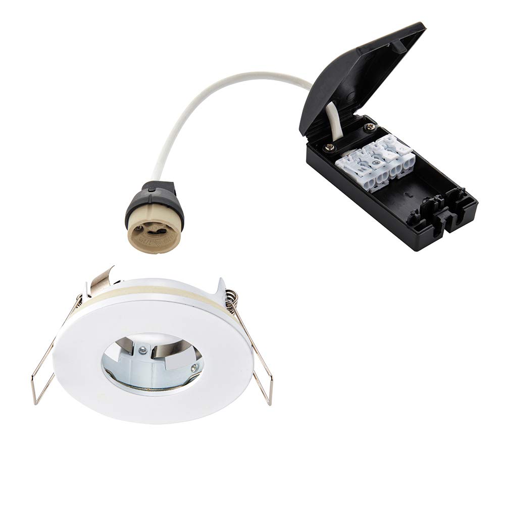 Saxby - Fire Rated 1 Light Bathroom Recessed Light Matt White, Glass IP65 79978