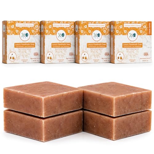 Image of 360Feel Handmade Castile Soap - Oatmeal Milk & Honey, 5 oz, 4-Pack