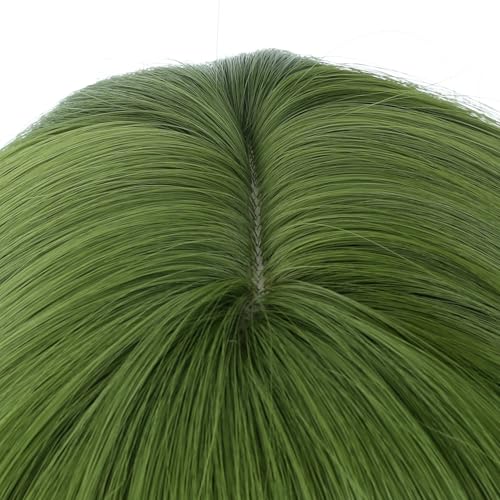 Image of PATTNIUM Olive Green Wig for Kids Girls Short Green Curly Wigs with Bangs Shoulder Length Wavy Heat Resistant Synthetic Wig
