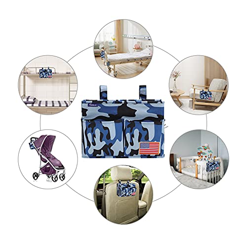 Image of Surblue Bedside Caddy Hanging Organizer Bedside Storage Bag for Bunk and Hospital Beds (Small Ocean)