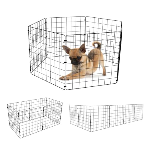 Cercado Pet Cercadinho Grade para Cachorro 6 Telas Móvel no Tamanho 40 x 40 cm de Altura Dobrável (Preto)