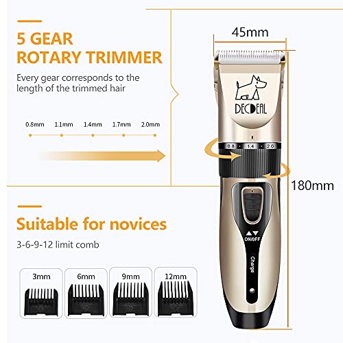 Moniss Kit de aparador de pêlos para cães de pequeno porte Motor recarregável de baixo ruído para cã