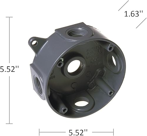Miniatura 5 de BELL 5361-0 Hubbell Caja de empalme, 16.1 pulgadas cúbicas, 1-12 pulgadas de profundidad, gris