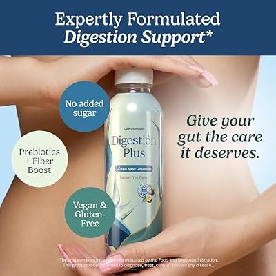 Santo Remedio Digestion Plus, Concentrated Blue Agave Drink, 30 Servings, Passionfruit Flavor, Vegan, Gluten-Free, Non-GMO, No Added Sugar