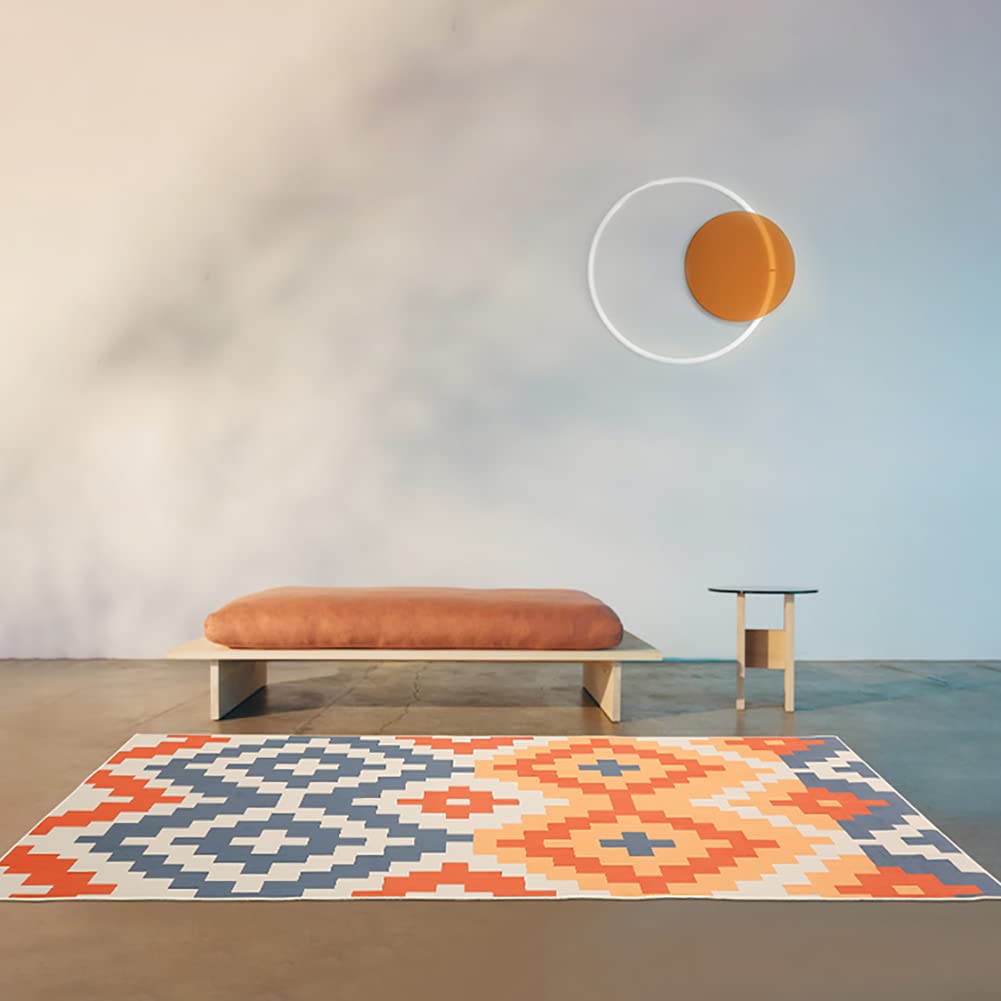 Tapis de zone motif diamants au design boho chic pour salon et chambre