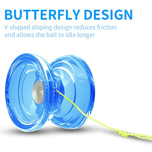 Watieoboo Yoyo Crystal Responsive Yoyo For Kids, Professional Unresponsive Yoyo For Beginner Intermediate Advanced Replacement Unresponsive Bearing For Intermediate (Clear And Blue ) #TOP1