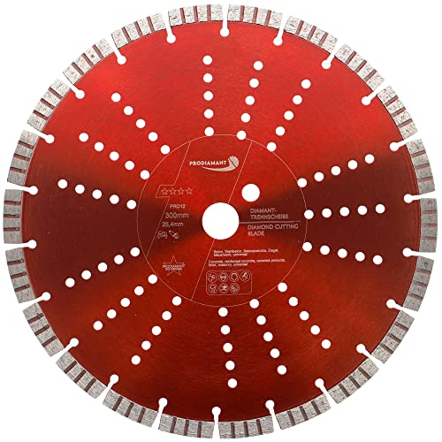 PRODIAMANT Disque Diamant Béton Ø300 mm – Alésage 25,4 mm – Segments 15 mm – Coupe Rapide & Longue Durée – Disque à Tronçonner Professionnel pour...