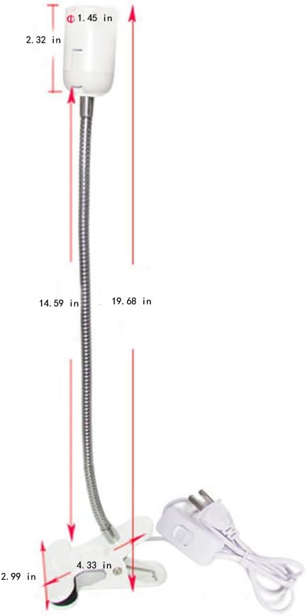 Review Discount E27/E26 Plug in Light Socket, Flexible Light Bulb Holder Clip on Lamp Extender Stand with On/Off Switch US Plug for Night Light LED Grow Light Office Reading Light