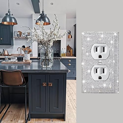 Placa decorativa de enchufe para renovar paredes gastadas con strass plata 5