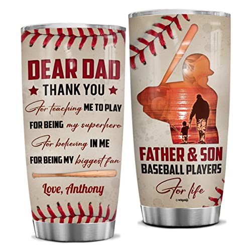 Winorax Baseball Gifts For Dad Tumbler Personalized Father Son Baseball Player For Life Tumblers Coffee Travel Mug 20Oz 30Oz Birthday Christmas Father's Day Cup Gifts For Sports Fan Coach Lover #TOP9