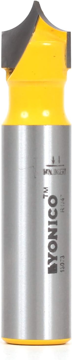 Yonico 13073 7/32-Inch Radius Point Cutting Round Over Groove Router Bit 1/2-Inch Shank, 0.5 inches diameter, 0.46875 inches length