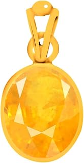 Clara Certified Yellow Sapphire Pukhraj 3 Carat or 3.25ratti Panchdhatu Alloy Gold Plating Astrological Pendant for Men & ... Price In India