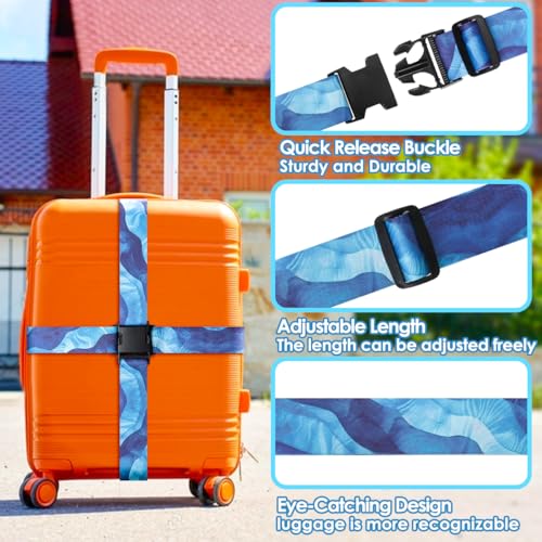 Image of Gutsdoor Luggage Straps for Suitcases Adjustable Travel Belt, Connector Holds Suitcase Bright Colorful Identifiers Travel Bag Accessories (Sky Blue)
