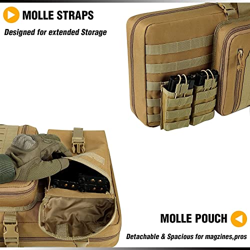 Dbtac Double Rifle Bag 32" (Tan) + Range Bag Small For 2X Pistol (Tan), Lockable Zipper, Durable Material, Compact Design #TOP1