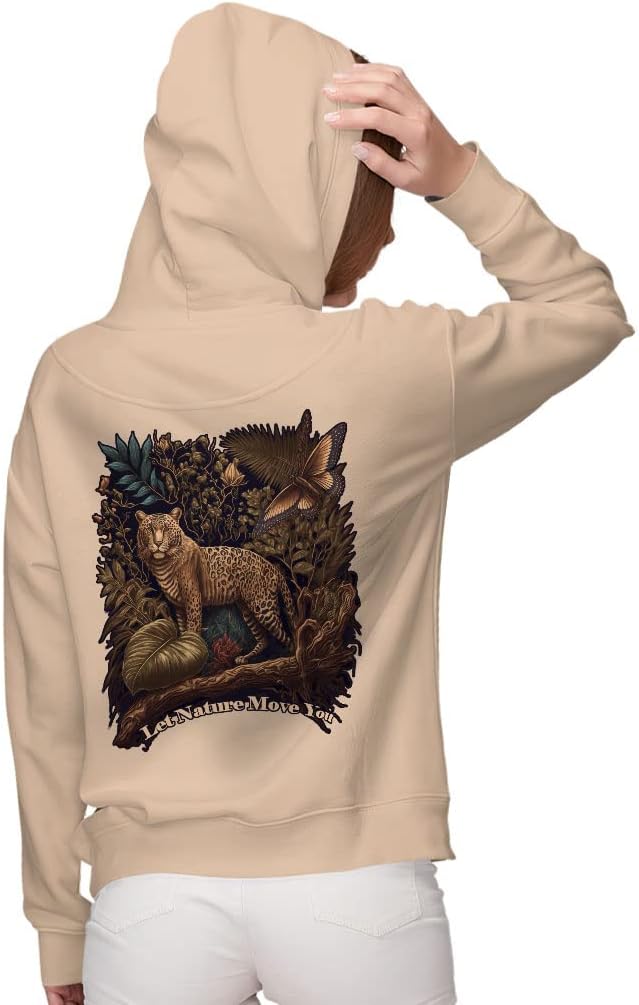 Cool Nature Women's Zip Hoodie - Animal Print Hooded Sweatshirt - Trendy Hoodie