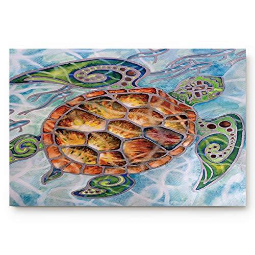 Sea Turtles Ocean Animals Doormats Entrance Front Door Rug Outdoors Indoor Bathroom Kitchen Bedroom Entryway Floor Mats，Non-Slip Low-Profile 18 x30 