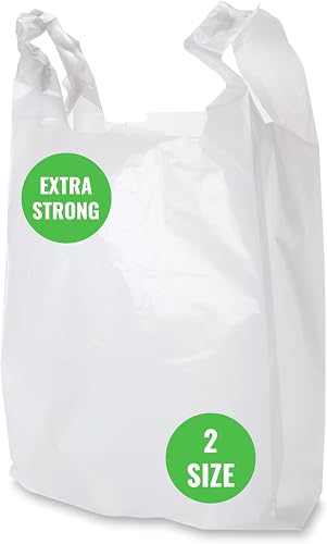 100 x Strong Medium White Plastic Vest Carrier Bags 10x15x18" *FREE P&P!*