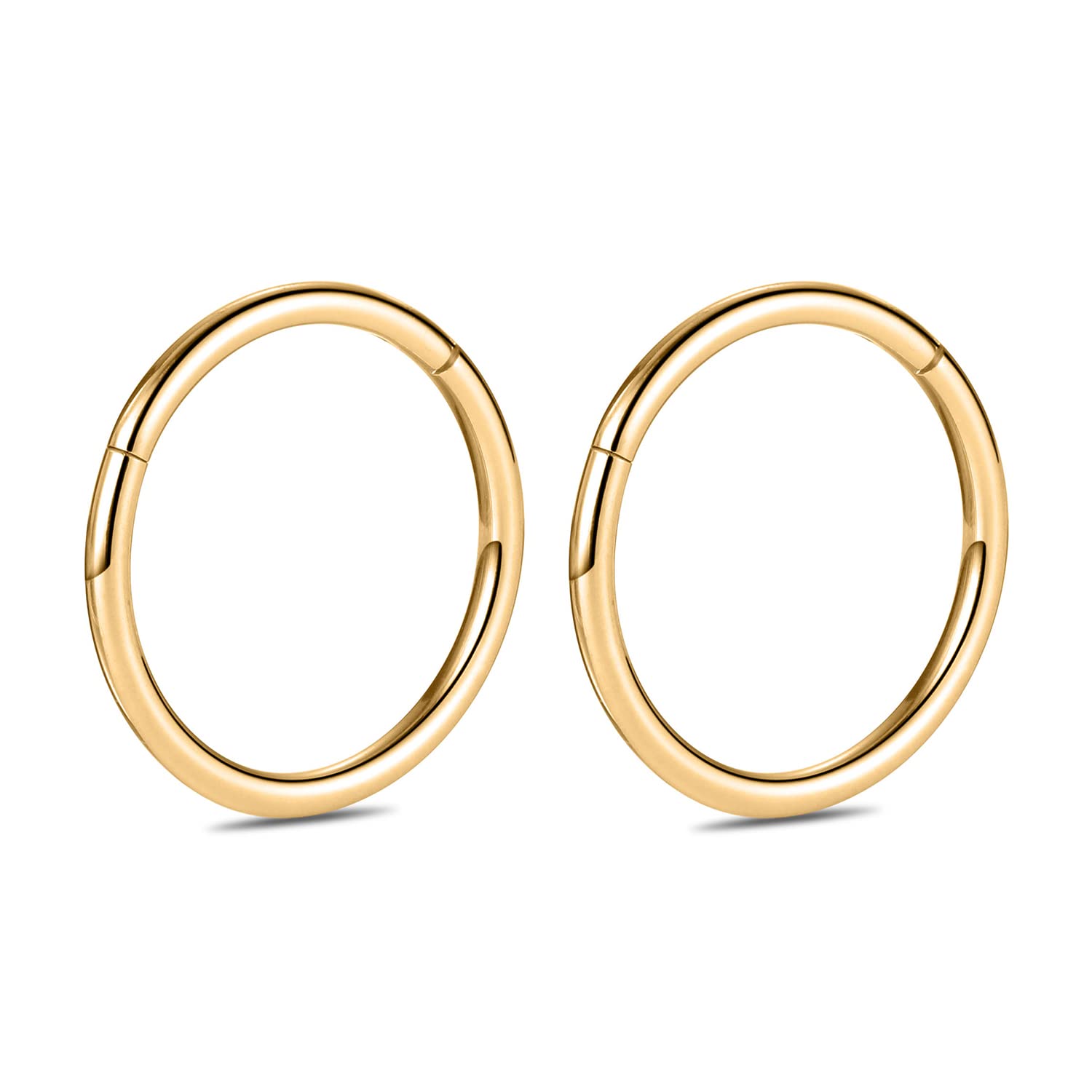 hengkaixuan 2Pcs Titanium Nose Hoop Rings Hinged Segment Clicker Rings Cartilage Helix Lip Tragus Conch Piercing Jewellery Sleeper Earrings Septum Lobe Hoop Earrings — view 6