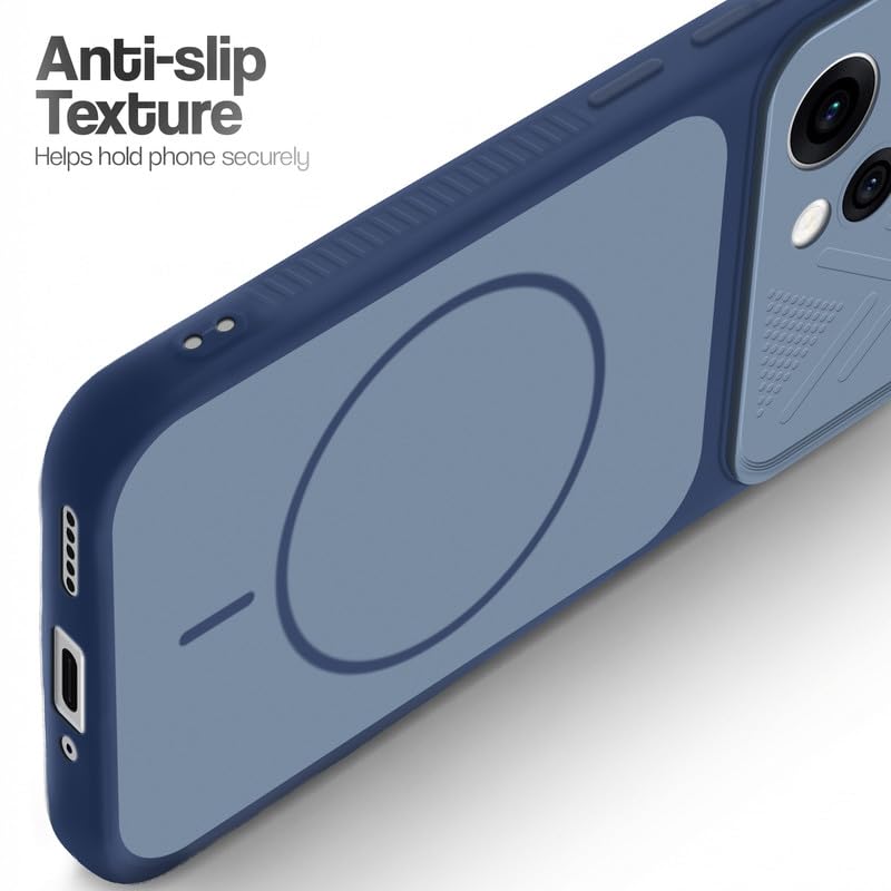 Image of Mr. Case Back Cover for Oppo Reno 15 5G | Ring Design Protective Case with Camera Cut Protection | Anti Slip Grip | Shockproof Mobile Cover - Blue