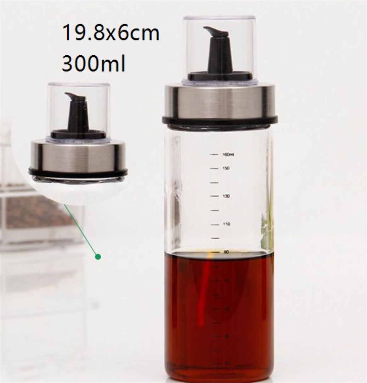 Dispenser per Salsa di Soia Set di 2 Bottiglie di Condimento for Cucina in Vetro for Uso Domestico, Prevenzione delle Perdite di Olio Contenitore Dell'olio