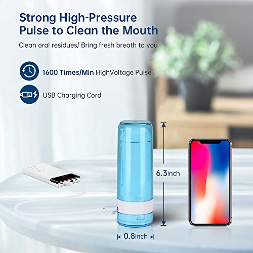 Water Power Flosser, MANLI Professional Cordless Dental Oral Irrigator, Power Dental Flossers, USB Rechargeable, Ipx7 Waterproof & 4 Modes for Travel, Home and Family Use