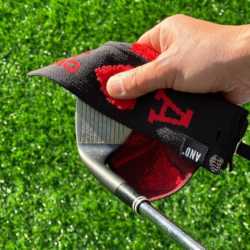 Image of ANDGOLF Pleats Ball Towel, Use to Wash My Ball and Club, Best Choice for Golf Gifts, Embroidered Golf Towels, Clip for Bags /Pants /Skirts, Durable Elastic Band, Colorful Fashion Golf Item (Brown)