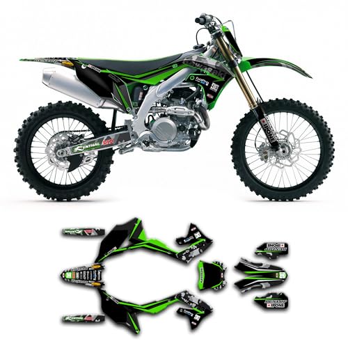 Kungfu Graphics Custom Decal Kit for KXF250 KX250F KX250X 2021 2022 2023 2024, Black Green, KW4F19N001-KO