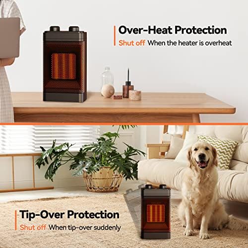 Space Heater, Electric Ceramic Heater 1500W Fan Heater, 70° Oscillating, 3 Modes, Tip-over & Overheat Protection, Portable Heater for Home Living Room Bedroom Office Desk