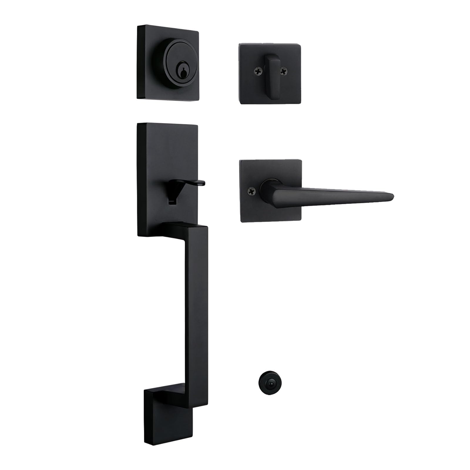 NEWBANG Traditional Keyed Entry Handleset for Single Front Door with Lever Handle in Matte Black,(Keyed),MDHST2010DB-AMZ