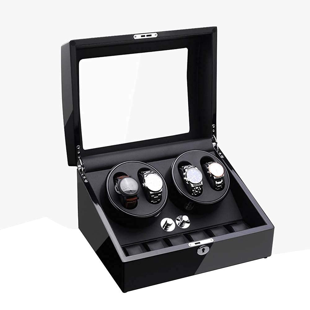 OLSKFUH Watch Automatic Watch Winder Box 4+6 Storage Dispaly Case With Quiet Motor And 5 Rotation Modes Battery Powered Or Ac Adapter,A