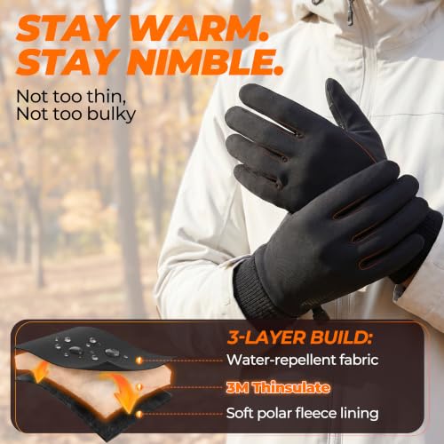 Image of SIMARI Winter Gloves for Women Men - Cold Weather Thermal Touch Screen Ski Snow Glove Liners, Non-Slip Palm & Warm Fleece Lined, for Running Cycling Driving Hiking Walking Sports Outdoor Texting Work