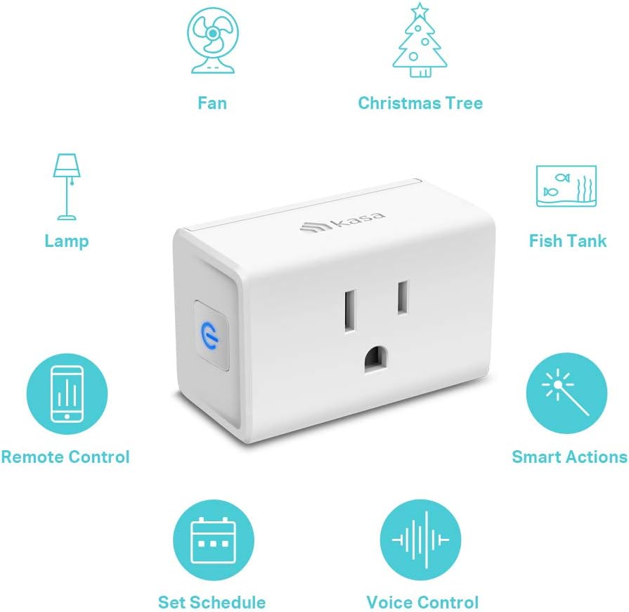 Kasa Smart Plug Mini 15A, Smart Home Wi-Fi Outlet Works with Alexa, Google Home & IFTTT, No Hub Required, UL Certified, 2.4G WiFi Only, 4-Pack(EP10P4) , White - - 