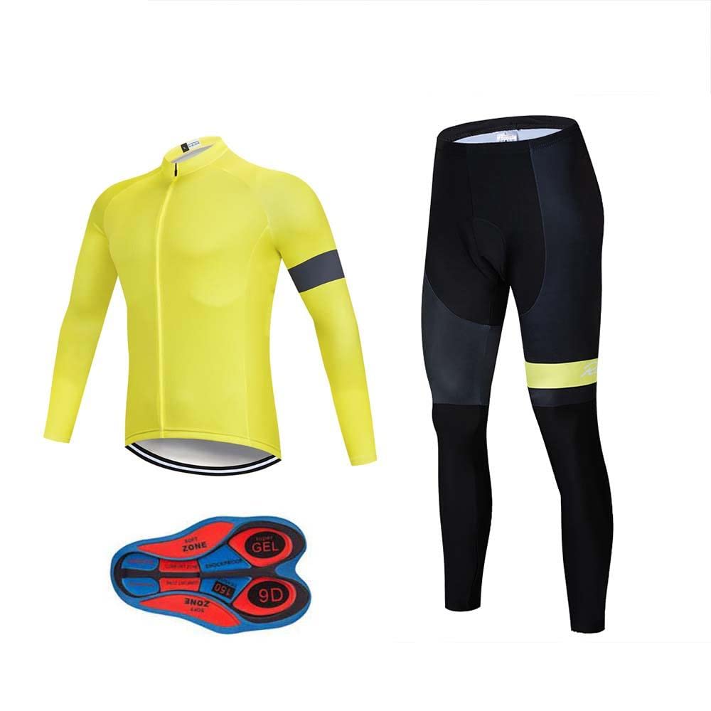 MOXILYN Men's Quick-Dry Cycling Jersey Set Road Bike Bicycle Shirt + Bib Pants with 9D Gel Padded MTB Riding Clothing kit