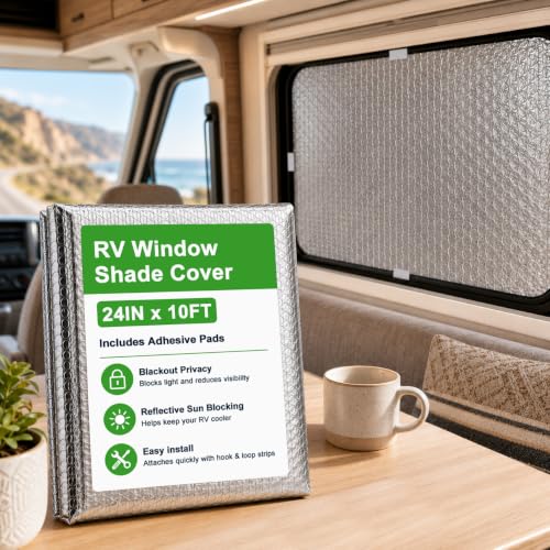 Image of Reflective Bubble Window Insulation for Summer Heat, Sun Reflector for Windows, Insulation Roll for RV Window Insulation, 24 inch(W) x10 Ft (L) Window Insulation Kit, RV Windwow Coverings.