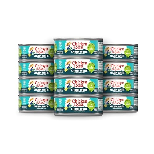 Chicken of the Sea Wild Caught Chunk White Albacore Tuna in Water, 5 oz Cans, 12-Count – High Protein 100% Classic Tuna in Water – Delicious, Easy, Nutritious Ready to Eat Meals