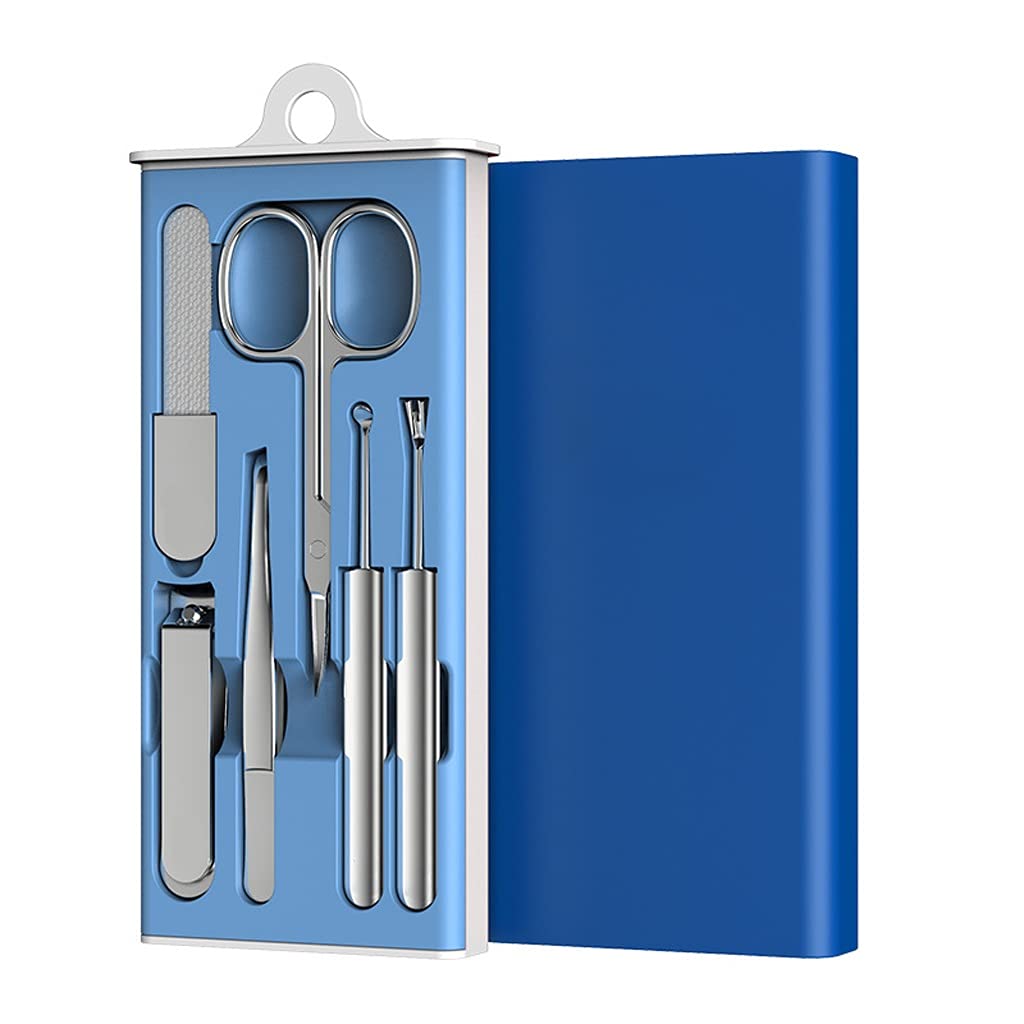 Kit Tagliaunghie Clippers Manicure per Uomo da Donna in Acciaio Inox 6 Pezzi Verde Blu Chiaro Blu Rosso Kit Manicure (Color : B)