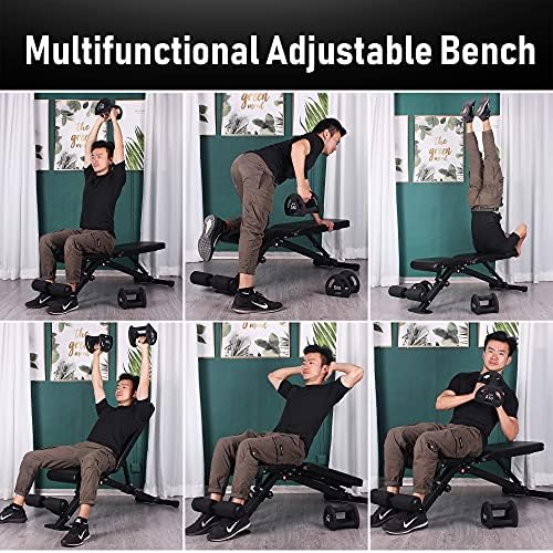 leikefitness Adjustable Weight Bench Foldable Workout Exercise Bench with Automatic Lock for Upright Incline Decline and Flat Full Body Exercise GM58101(BLACK)