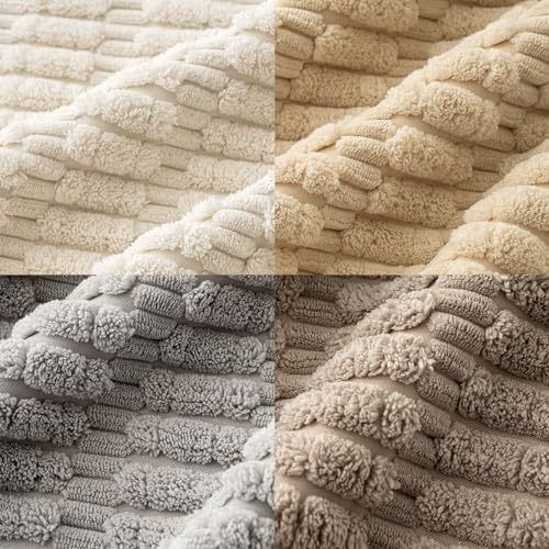 MIULEE Pack of 4 Neutral Decorative Throw Pillow Covers 16x16 Inch for Couch Sofa Living Room Bed Rustic Farmhouse Boho Corduroy Soft Striped Pillow Covers Home Decor by MIULEE - Image 5