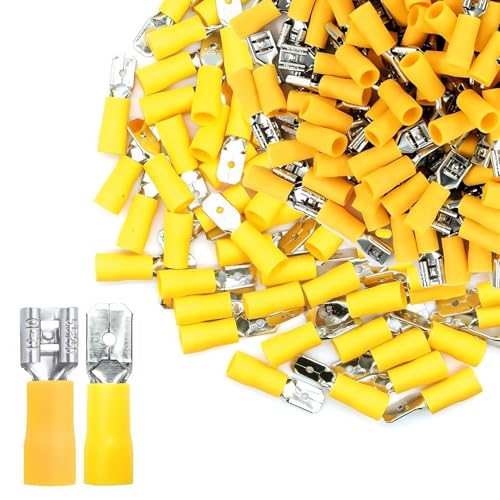 Connecteur à bêche pour rénovation de moto et auto, cosses électriques isolées 6.3mm jaune