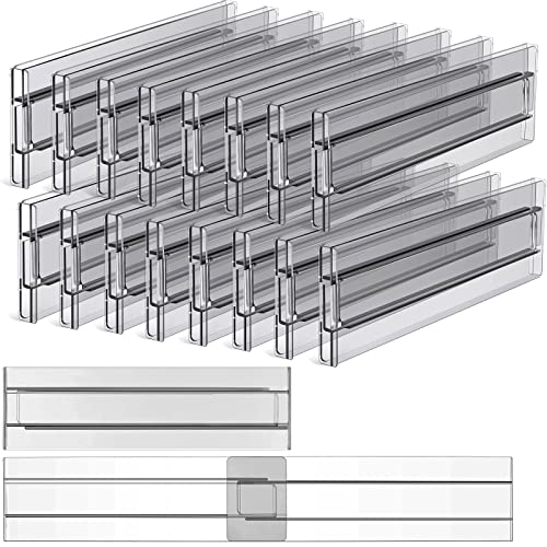 18 Pack Drawer Dividers Organizer Adjustable 3.2 Inch High, Expandable From 11-19 Inch Dresser Drawer Organizers Utensil Organizer Plastic Kitchen Drawer Divider For Clothing Bedroom Bathroom (Black) #TOP23