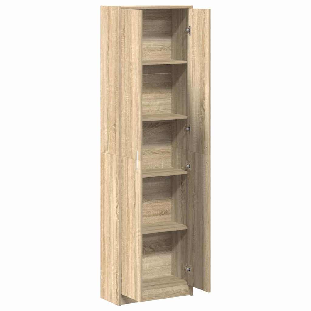 Armadio in rovere Sonoma, 55 x 25 x 189 cm, con 5 ripiani e 2 ante, ampio spazio per camera da letto, corridoio o spogliatoio