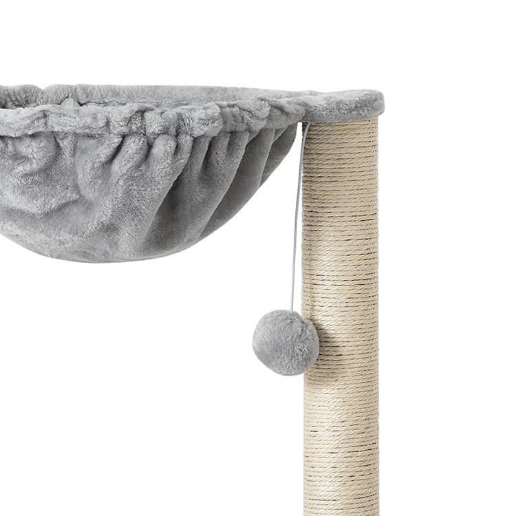 Arbre à chat gris clair avec lit griffoir et hamac pour le jeu - 2