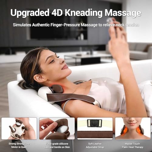Image of Cordless Neck Massager with Heat, 4D Bionic Hands Shiatsu Deep Tissue Kneading Back Massager, Portable Neck & Shoulder Massagers for Pain Relief - Gifts for Women Men